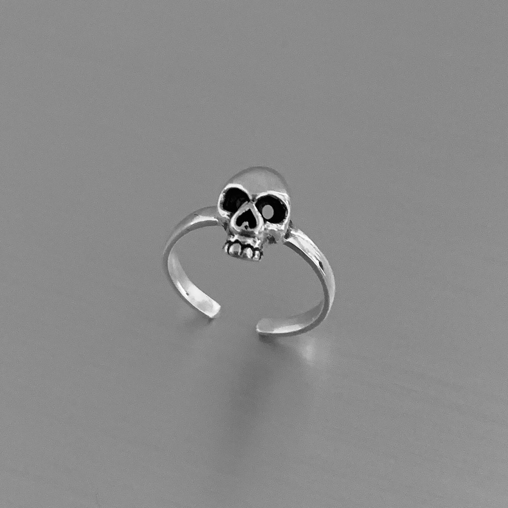 Sterling Silver Skull Toe Ring, Religious Rings, … - image 6